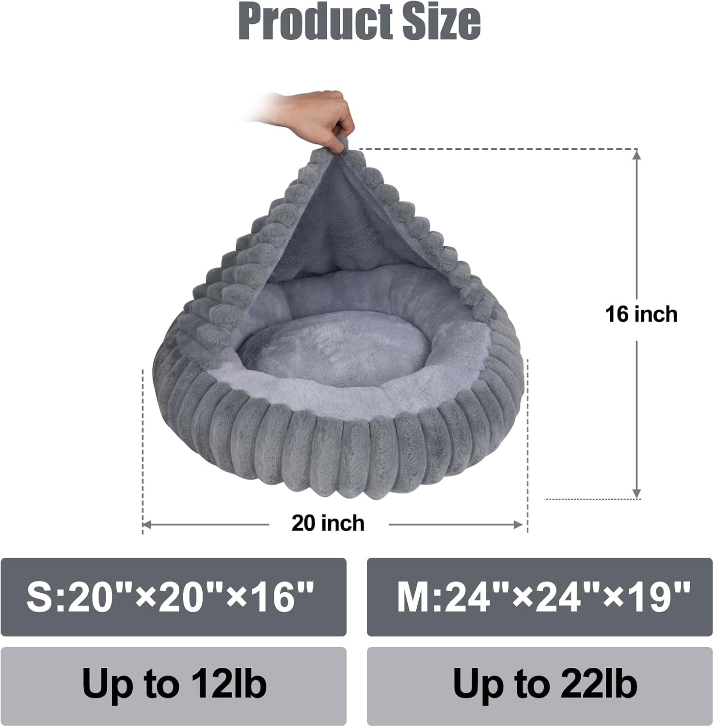 cat-beds-for-indoor-cats-2-in-1-cat-cave-bed-kitten-bed-for-small-pets-small-dog-bed-with-cover-pet-bed-for-puppy-and-kitten-with-anti-slip-bottom-dark-gray-20-inches