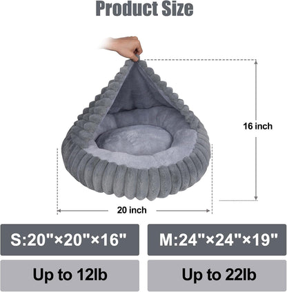 Cat Beds for Indoor Cats, 2 in 1 Cat Cave Bed Kitten Bed for Small Pets, Small Dog Bed with Cover, Pet Bed for Puppy and Kitten with Anti-Slip Bottom-Dark Gray-20 Inches7