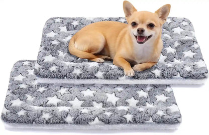 Mora Pets Dog Crate Pad - Ultra Soft Pet Bed with Cute Star Print, Washable Mat for Large Medium Small Dogs, Reversible Fleece Kennel Liner, Cat Bed 23 X 18 Inch Brown11
