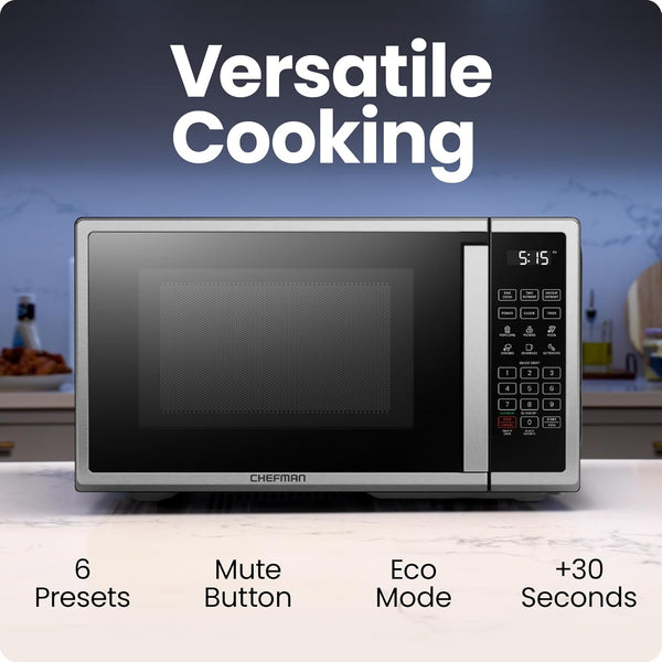 Countertop Microwave Oven 0.9 Cu. Ft. Digital Stainless Steel Microwave 900 Watt with 6 Presets, Eco Mode, Mute Option, Memory Function, Child Safety Lock, Kitchen, Home, Dorm Essentials2