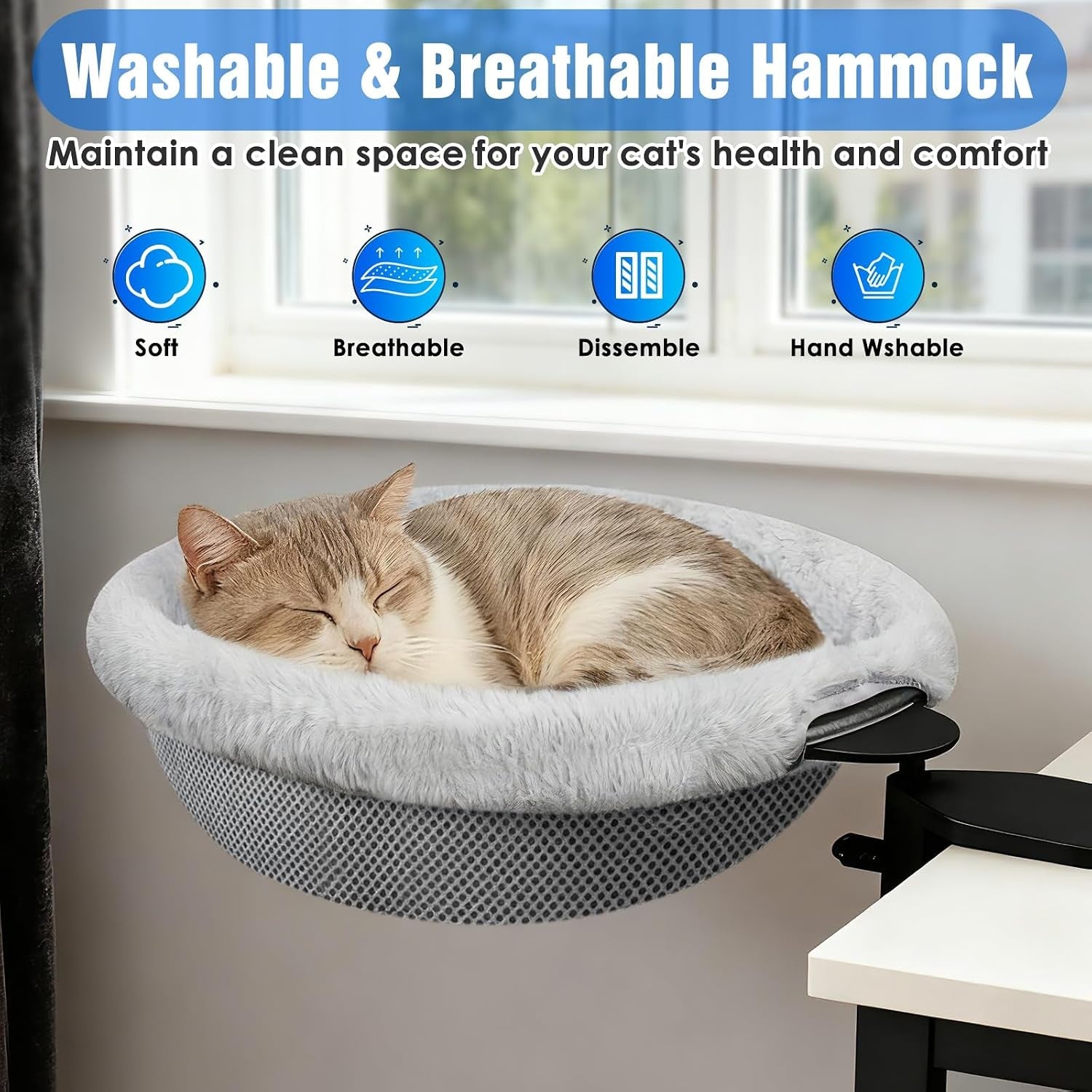 ipow-heavy-duty-steel-frame-360-rotating-cat-desk-bed-semi-circular-cat-bed-soft-faux-rabbit-fur-material-suitable-for-various-desktops-maximum-hold-up-to-40lb