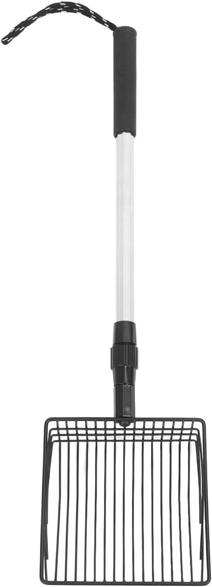 Qiilu Metal Poop Scoop Extendable Cat Litter Scoop Lightweight Versatile Fine Screen Long Handle Pooper Scooper Cat Poop Sifter Pet Supplies Cats Litter & Housebreaking Scoops (Model a 2 Section6
