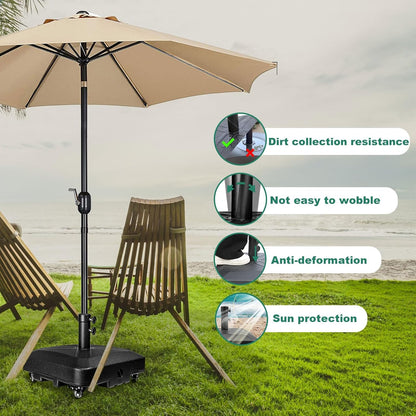Patio Umbrella Base Heavy Duty with Wheels Square Market Stand for Outdoor 4 Locks 2 Knobs 125Lb Capacity, Black5