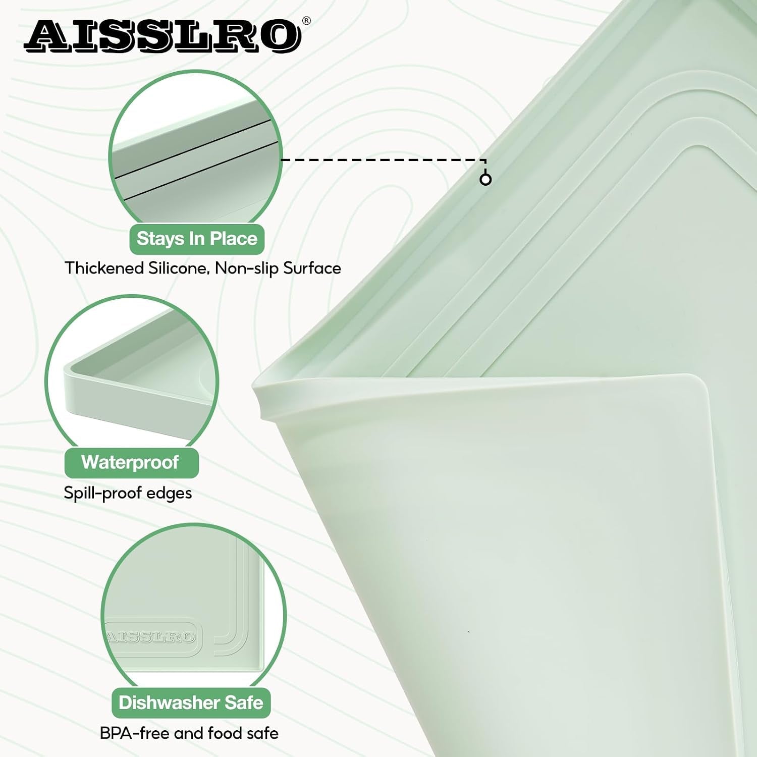 22x19-pet-feeding-mat-waterproof-nonslip-cats-and-dogs-water-bowl-mat-silicone-0-59-raised-edges-contain-food-water-spills-easy-to-clean-bpa-free-reinforced-to-resist-collapse-light-green