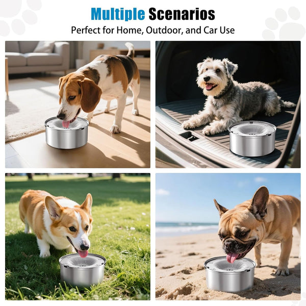 SCHITEC Dog Water Bowl No Spill 40Oz/1.2L Slow Drinking Anti-Splash Stainless Steel Dog Bowl with Floating Disk, Spill Proof Pet Travel Water Dispenser for Sloppy Messy Drinkers(Light Gray)7
