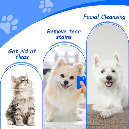 2 Pack Professional Eye Comb for Pets,Stainless Steel Tear Stain Remover,Flea Lice Comb,For Cats & Dogs,Gentle Round-Head Grooming Tool,Precisely Removes Stains, Dirt and Debris from the Eye Area3