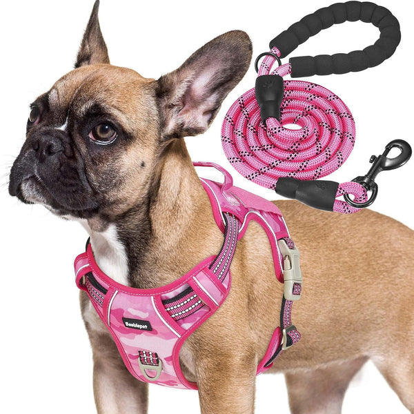 Beebiepet Heavy Duty Tactical Dog Harness for Small Dogs, No Pull Adjustable Pet Harness Reflective Service Training Easy Control Pet Vest Military K9 Working Dog Harnesses- Large, Brown9