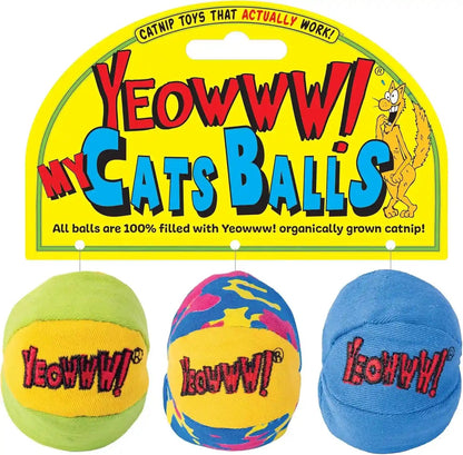 Yeowww! Catnip My Cats Balls Toys for Cats - 3-Pack - Durable Cotton Twill - Made in the USA - Stuffed with Organically Grown Catnip1