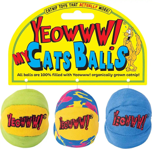 Yeowww! Catnip My Cats Balls Toys for Cats - 3-Pack - Durable Cotton Twill - Made in the USA - Stuffed with Organically Grown Catnip1