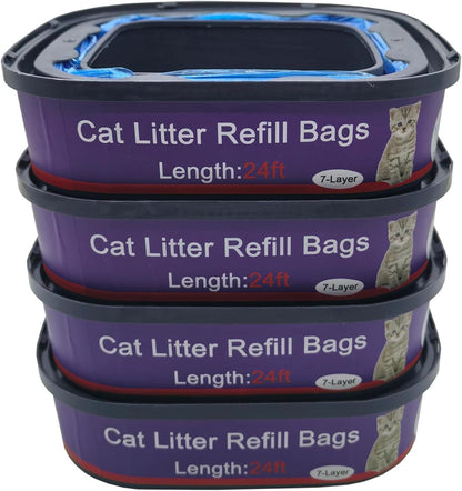 4 Pack Cat Litter Refill Bags Cartridges Compatible with Genie Cat Standard, plus and XL Pails Odor Control1