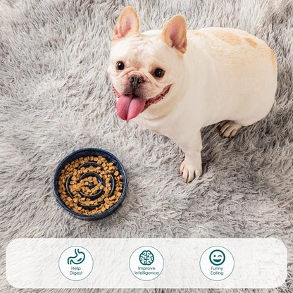 Vancasso Slow Feeder Dog Bowl, 0.6 Cups Ceramic Dog Food Dish for Fast Eaters Small Breed, Puzzle Bowl for Small Dogs and Cats, Blue5