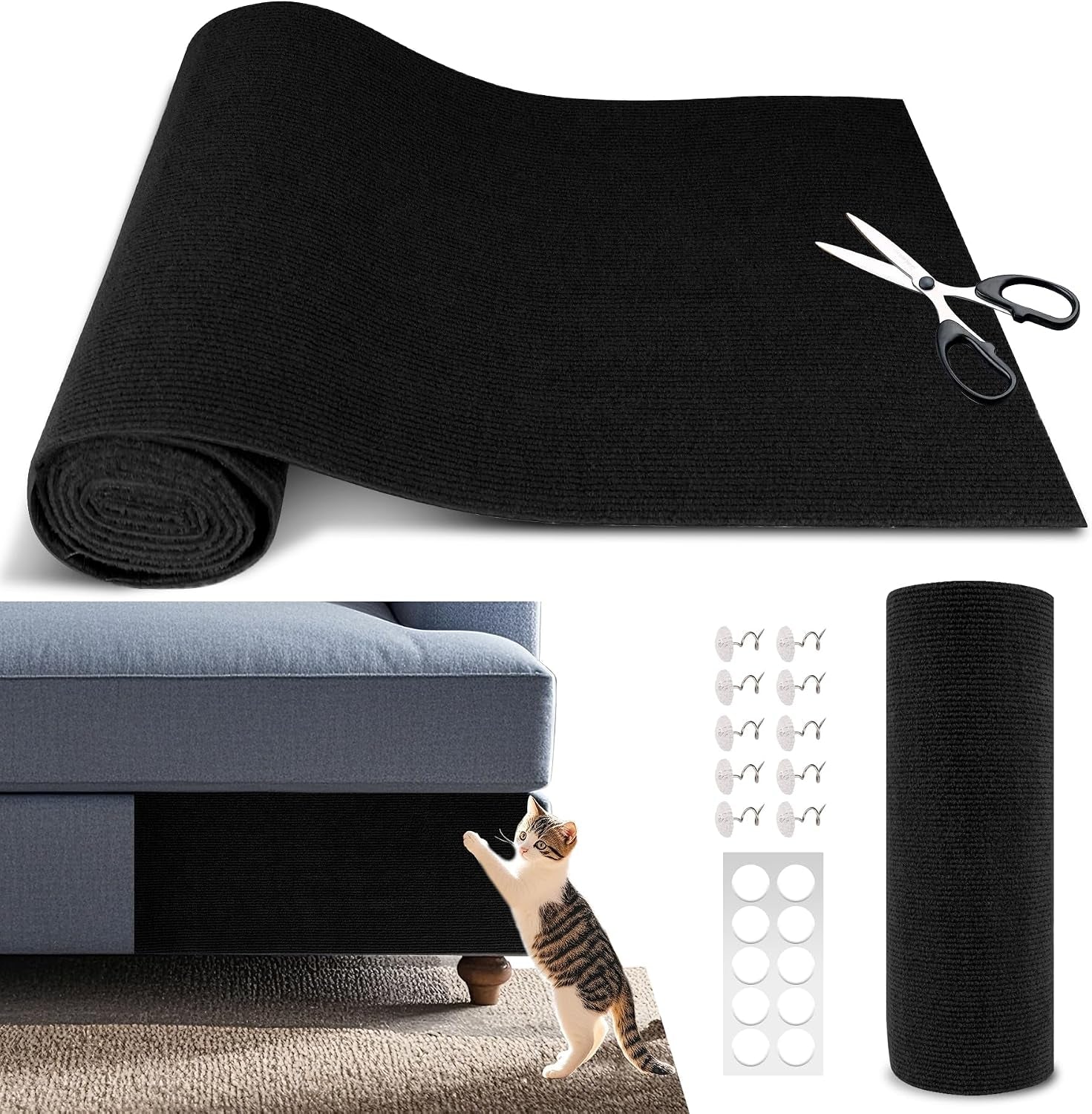 cat-scratch-furniture-protector-39-4x15-8-self-adhesive-cat-scratch-mat-pad-cut-to-fit-diy-replacement-carpet-for-tree-wall-bed-door-couch-protector-black