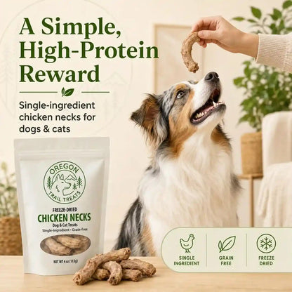 Oregon Trail Treats Freeze-Dried Chicken Necks Dog Treats - Single Ingredient 4 Oz8