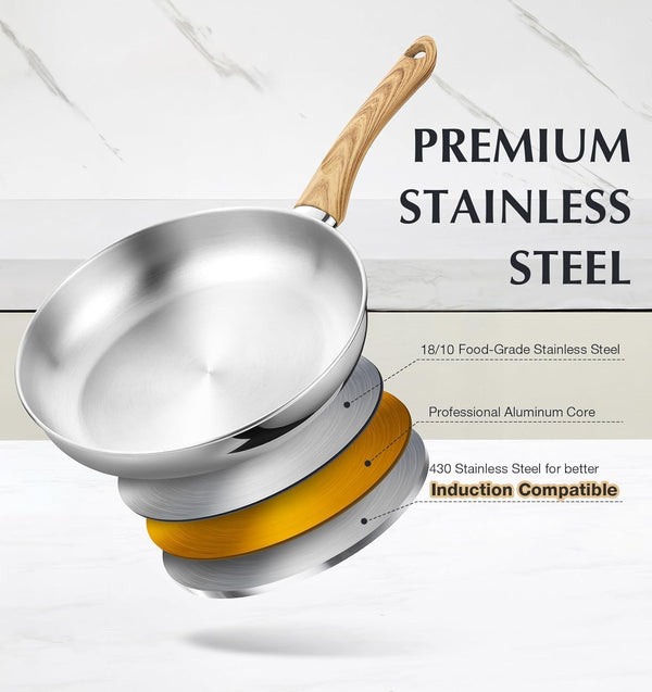 Stainless Steel Pots and Pans Set, Professional 18/10 Cookware Set Pots and Pans Set 12PCS with Cool-Touch Bakelite Handles, Tri-Ply Base Kitchen Cookware Sets, Induction Compatible4
