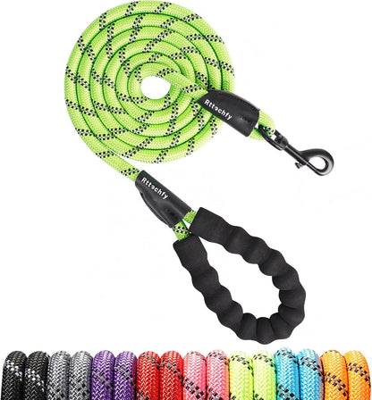 Rttochfy Rope Dog Leash 2/4/5/6/8/10 FT with Comfortable Padded Handle and Highly Reflective Threads for Small Medium and Large Dogs Heavy Duty (1/2"-5 FT, Blue)12