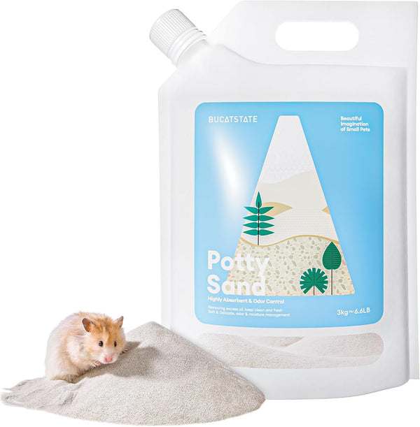 BUCATSTATE Hamster Bath Sand with Pour Spout, 6.6LB Desert Bath Sand | No-Dust Potty Litter Calcium-Free Sand for Hamster Chinchillas Gerbil Mice Degu or Other Small Pets (Fine Sand)9