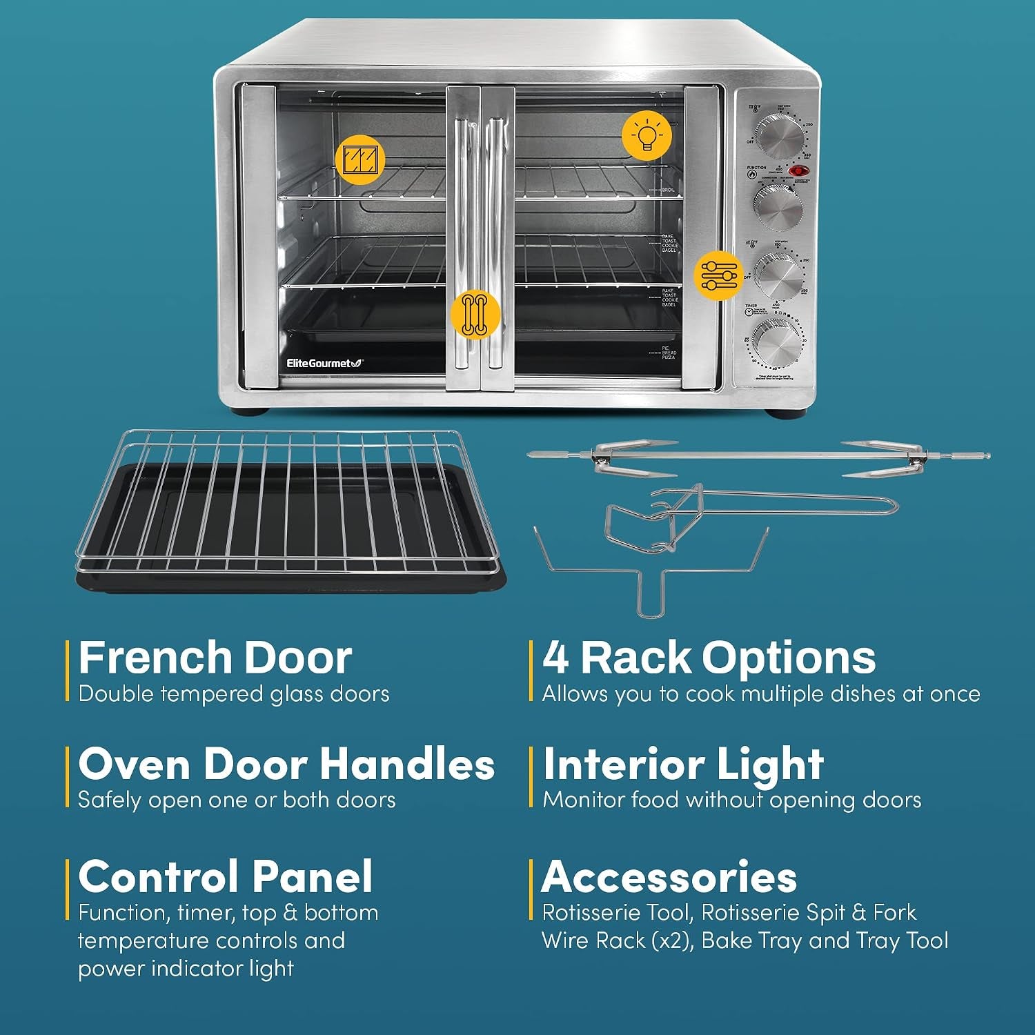 eto4510mx-french-door-convection-oven-47-5qt-stainless-steel-18-slice-capacity-4-control-knobs-for-bake-broil-toast-rotisserie-keep-warm-includes-2-x-14-pizza-racks