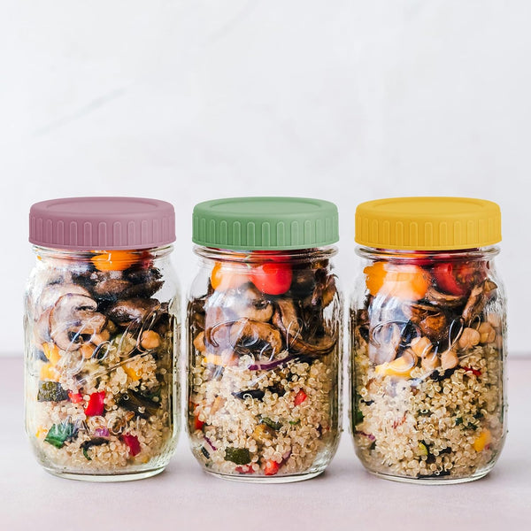 8PCS Regular Mouth Plastic Mason Jar Lids, Leak Proof | Colored, with Silicone Rings, Airtight Leakproof Seal, Fit for Ball & Kerr Canning Jars, Reusable Jars Accessories6