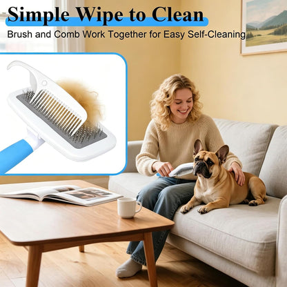 French Bulldog Brush with Rounded Tip | Skin Friendly,With Small Comb for Effectively Remove Tangles, Knots and Mats,Essential French Bulldog Accessory5