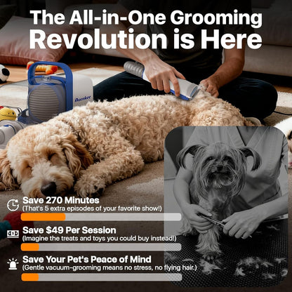 Buenkee Dog Grooming Vacuum Kit, 15000Pa Clipper, Shedding Brush, 2L, White | Brush, Trim and Deshed at Home with Less Flying Fur, Mess-Control Suction and Fewer Emptying Breaks during Longer Sessions7