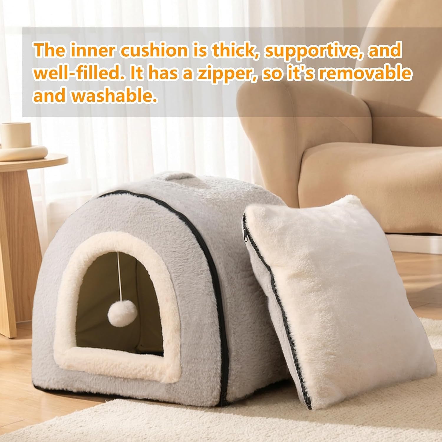 cat-bed-for-indoor-cats-foldable-cat-cave-anti-slip-water-resistant-bottom-cat-houses-for-indoor-cats-or-small-dogs-kitten-tent-rabbit-bed-2-in-1-pet-bed-grey