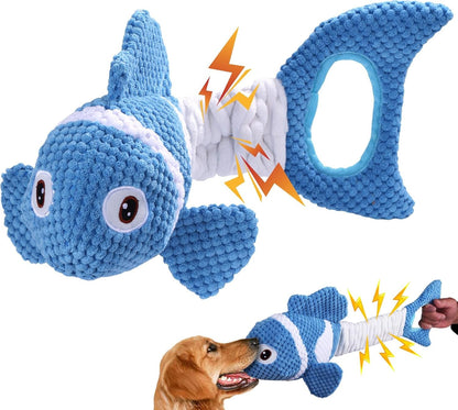 Squeaky Clownfish Dog Toy, Plush Crinkle Tug Toy with Handle | Pineapple Cotton Plush with Squeaker, Crinkle Paper, Stretchable Body, and Tug Handle for Interactive Indoor or Outdoor Play8
