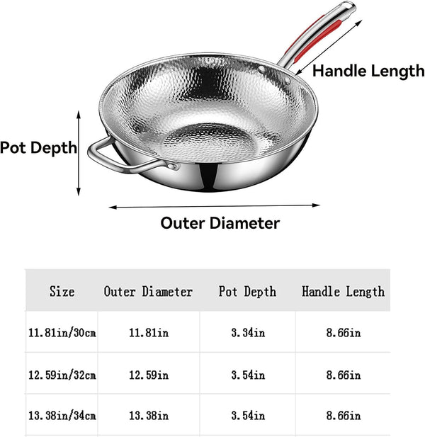 Titanium Hammered Wok, 2026 New Upgrade Non Stick No Coating Titanium Frying Pans for Cooking, Ultra-Durable, Scratch-Resistant, Safe for Oven, Induction & Cooktops,No Lid,11.81In7