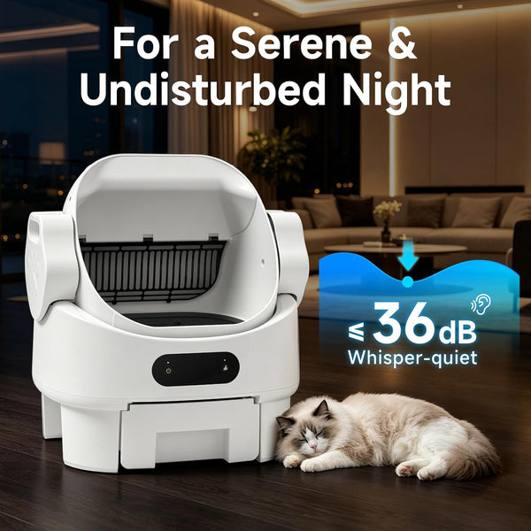 Automatic Cat Litter Box,Self Cleaning,Infrared Sensor,Display,8L Waste Bin | Spacious Interior,Ultra-Quiet,Kitten & Senior Friendly,Clumping Litter Compatible,Anti-Pinch,Tool-Free Clean,Open-Top,White7