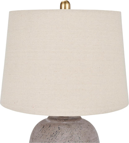 Home 23" Greyish Brown Earth Tone Rustic Farmhouse Ceramic Table Lamp for Bedroom, Living Room, Dining, Office, with Beige Linen Shade6