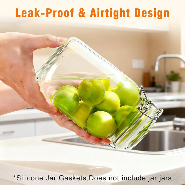 3.75 Inches Diameter Rubber Seals for Glass Jars, 6 Pcs Food Grade Airtight Replacemen Silicone Jar Gaskets, Leakproof Gasket Sealing Rings for Canning Mason Jars, Fits Most Sizes (White and Orange)5