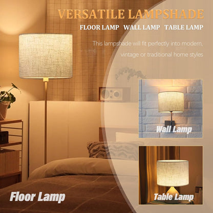 Lamp Shade for Table Lamps, Drum Lampshade for Floor Lamps, 13" Top X 13" Bottom X 10" High Large Lamp Shade, Beige Modern Fabric Lampshade, Easy Assembly Replacement Lamp Shade Spider Fitter4