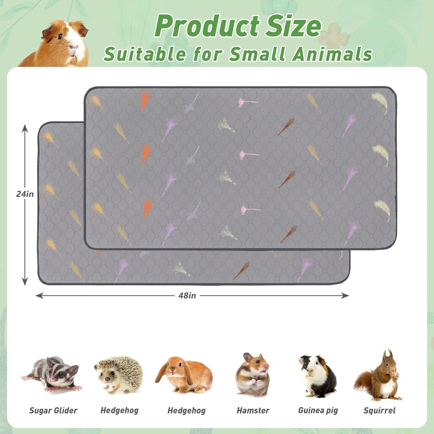 2pcs-guinea-pig-cage-liners-guinea-pig-fleece-cage-liners24x48-super-absorbent-washable-pee-pads-reusable-for-rabbit-hamster-chinchilla
