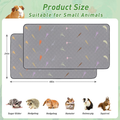 2Pcs Guinea Pig Cage Liners,Guinea Pig Fleece Cage Liners24''X48'' Super Absorbent Washable Pee Pads Reusable for Rabbit Hamster Chinchilla2