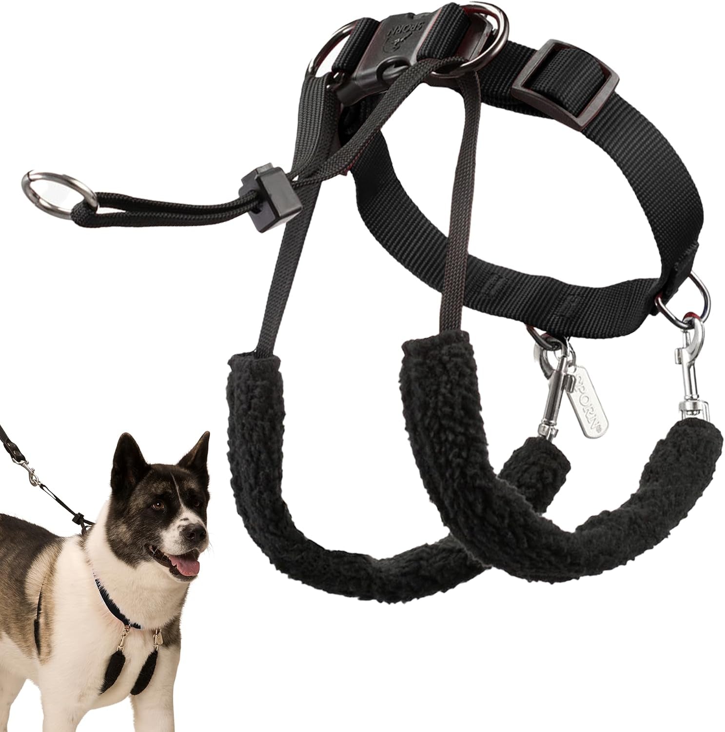 sporn-head-halter-for-dogs-no-pull-dog-harness-durable-nylon-training-collar-for-large-breeds-no-choke-design-padded-restraints-adjustable-fit-easy-on-off-black-large