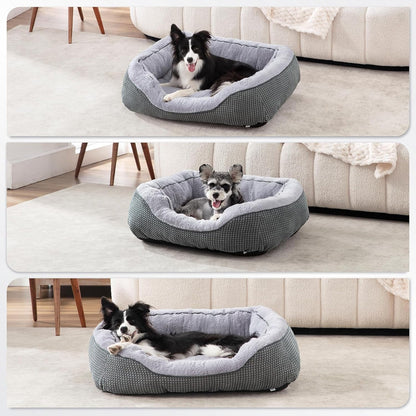 INVENHO Medium Dog Beds for Medium Dogs Washable, Rectangle Dog Bed Medium Size Dog, Orthopedic Dog Bed, Warming Soft Calming Sleeping Puppy Bed Durable Pet Bed with Anti-Slip Bottom M(30"X24"X9")8