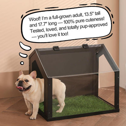 Stylish Indoor Dog Potty with High Walls, Durable Washable Fake Grass Mat, Splash Guard Design for Mess-Free Diagonal Peeing – Blends with Home Decor, Ideal for Indoor & Balcony Use2