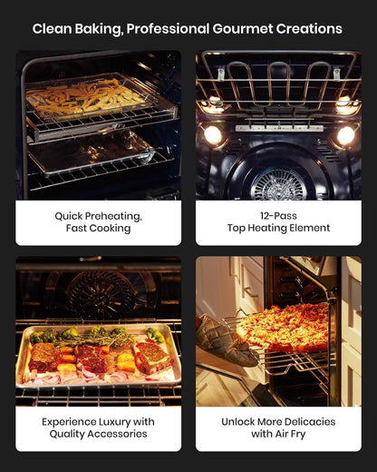 RES30552 Stainless Steel 30" Slide-In Electric Range with True Convection and Air Fry, 5-Burner Stove, 5.7 Cu. Ft. Oven, Self-Cleaning Mode, Freshbake Feature, and Easy-Touch Controls6