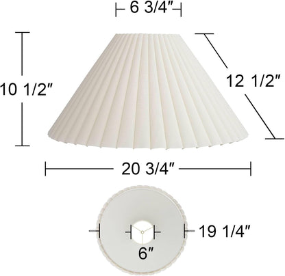 Antique Extra Large White Box Pleat Shade 6.75X20.75X12.5 (Spider) Set 2 | Pre-Assembled 6.75" Top X 20.75" Bottom X 10.75" High X 12.5" Slant Replacement for Table + Floor Lamps Empire Harp + Finial4
