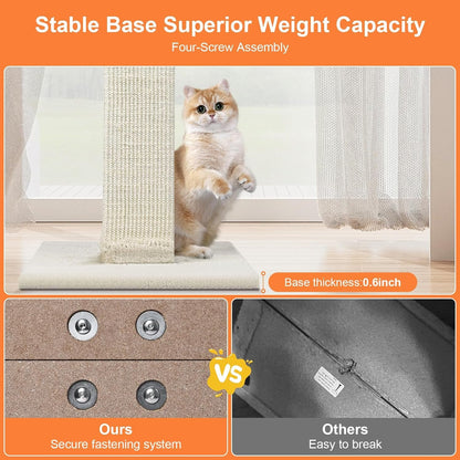 SOCATER Cat Scratching Post 33 Inch Nature Sisal Cat Scratch Post for Indoor Cats, Large Cat Scratcher Protect Your Furniture, for All Breeds5
