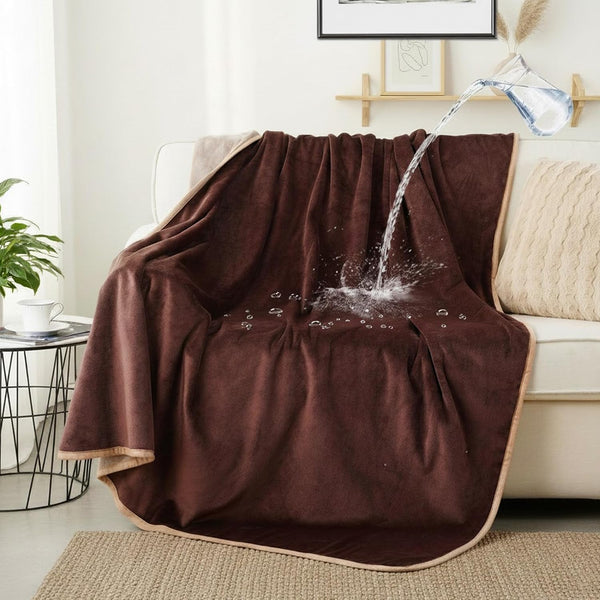 Washable Waterproof Dog Blankets for Large Dogs, 50"X60" Black | Soft Fluffy Pet Blanket for Couch Sofa Car Crate, Bed Furniture Protector, Reversible Sherpa Fleece Dog Blanket, Paw Pattern19