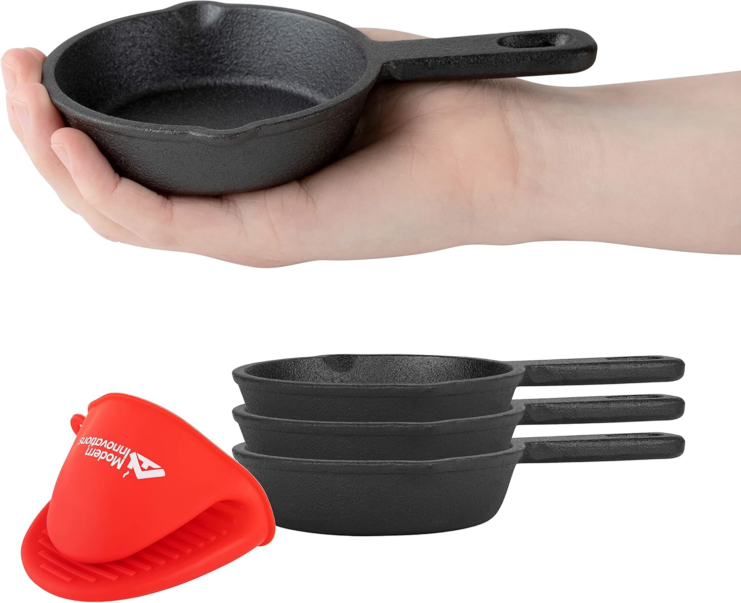 mini-black-cast-iron-skillet-set-with-silicone-mitt-4-count-3-5-inch-pans-pre-seasoned-small-skillets-for-baked-cookie-brownie-or-cooked-eggs
