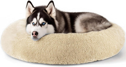 Hoewina Dog & Cat Bed for Indoor Cats, 20In Calming Donut Bed for Puppy and Kitten, Washable round Fluffy Pet Bed for Small Medium Dogs and Cats (Light Grey)47