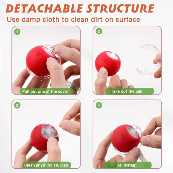 2 Packs Speed 2.0 Tail Interactive Cat Toys for Indoor Cats, Chirping & Motion Activate Cat Toy, Smart Kitten Rolling Ball Moving Ball Toys, Rechargeable Dog Cats Bal L for Enrichment Exercise5