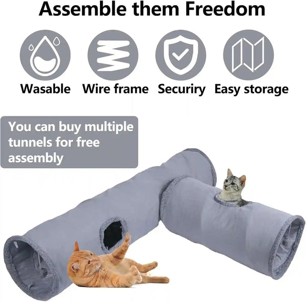 Cat Tunnel, Durable Suede Collapsible Cat Play Tube Toys with Play Ball, Indoor Cat Tunnel for Cat, Puppy, Kitty, Kitten, Rabbit (Small)6