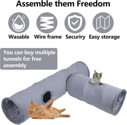 Cat Tunnel, Durable Suede Collapsible Cat Play Tube Toys with Play Ball, Indoor Cat Tunnel for Cat, Puppy, Kitty, Kitten, Rabbit (Small)6