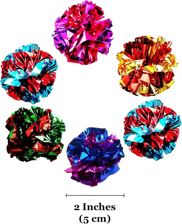 Sungrow Cat Crinkle Balls, Shiny, Mylar Crinkler, Stress-Relief Toy for Kittens, Interactive & Engaging, Keeps Grown-Up Cats Active, Encourages Multi-Cat Play, Provides Endless Entertainment, 6 Pcs7