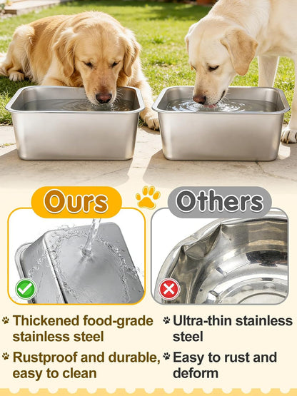 2 Pcs 4 Gallons Extra Large Dog Water Bowl - Durable Reusable Stainless Steel Dog Bowl, High Capacity Water and Food Bowls for Household with Multiple Large Dogs Indoor Outdoor2