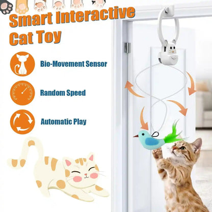 Interactive Cat Toys for Indoor Cats, Automatic Flying Bird Feather Wand Toy for Chase Exercise Enrichment, Rechargeable Durable Safe Hanging Cat Toy for Bored Kittens & Adult Cats2