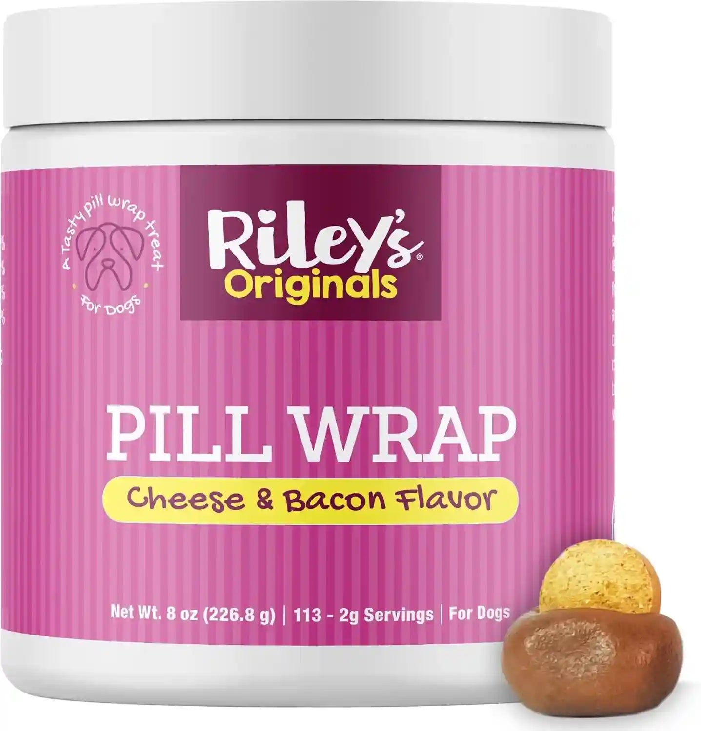 rileys-pill-wrap-for-dogs-cheese-bacon-pill-paste-for-dogs-4-2oz-wrap-capsules-tablets-in-a-tasty-pocket-or-pouch-to-mask-the-taste-flavored-treat-paste-for-easy-medication-time