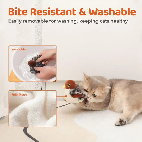 Potaroma Cat Toys Rechargeable Flapping Bird Sparrow, Lifelike Chirp Tweet, Touch Activated Kitten Toy Interactive Cat Exercise Toys for All Breeds Cat Kicker Catnip Toys 4.0 Inches | Touch Activated, Interactive Kitten Exercise for All Breeds with Catnip, 4.0 Inches4